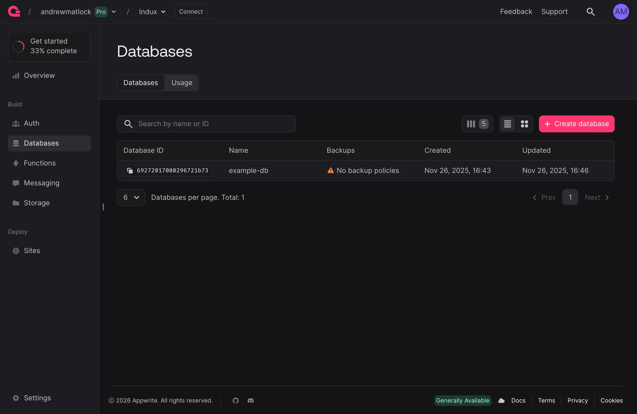Appwrite databases